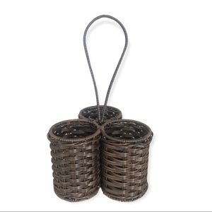 Wicker Rattan Handle Caddy Basket Organizer Container